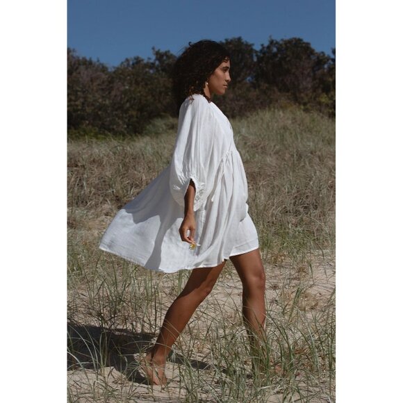 Daughters of India Kyra Mini Dress in White Gauze Size XS - Picture 2 of 10